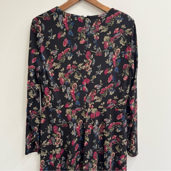 Lauren Ralph Lauren Black Moody Floral Surplice Stretch Jersey Midi Dress 16 - Picture 7 of 15